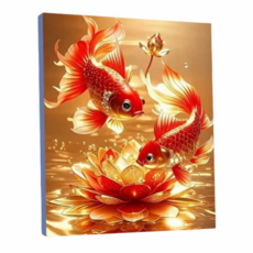 스타일하우스 캔버스형 보석십자수 DIY 키트 40x50 cm, DY 80-레드잉어, 1개