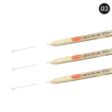 티에이치 12색 피그먼트 라이너 마이크론 잉크 마커 펜 만화 그리기 스케치 니들 훅 라인 문구 세트 미술, 03 3Pcs set 03