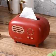 스토리빙 레트로 티슈 두루마리 휴지 케이스, 레드, 1개