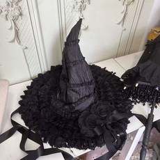 花朵魔女帽 洛麗塔風 絲絨蕾絲蝴蝶結, 黑色玫瑰花, 1個