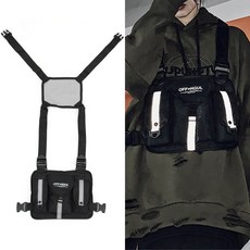 누세라 스포츠 체스트백 반사 블랙 파우치