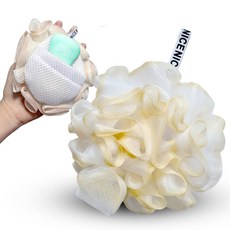 깔끔더하기 비누 품은 샤워타올 거품망 샤워볼, 옐로우, 1개, 1개입