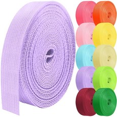 Grosun 폴리프로필렌 웨빙 2.5cm(1인치) 3.8cm(1.5인치) 5.1cm(2인치) 나일론 웨빙 튜브형 웨빙 5 10 25 50 90.5m(10인치) 웨빙 (형광 그, 라이트 퍼플