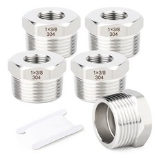 TAISHER 5PCS 304 스테인리스 스틸 신재생기 육각 부싱 1인치 NPT 남성 x 3/8인치 여성 리듀싱 파이프 어댑터 피팅, 1" MNPT x 3/8" FNPT(NEW)_5