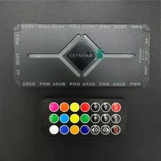 9포트 ARGB PWM 팬 허브(리모컨 포함) 5V 3핀 동기화 및 12V 온도 컨트롤러(PC 케이스 쿨링용)-배터리, 01 검정색