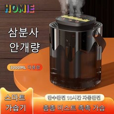 HOMIE 3L대용량 스마트 가습기 가정용 무드등 침실 테이블 가습기, 블랙, x6