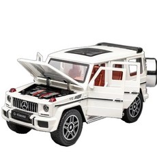 XMD 다이캐스트 1:24 AMG 벤츠 G63 아연 합금 풀백 자동차 G바겐 피규어 프라모델, G63 화이트, 1개