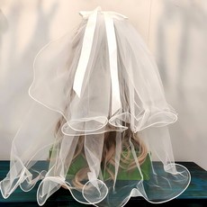 셀프웨딩 더블 면사포 소품 결혼식 장식 웨딩 화관 액세서리 촬영 용품 행사 파티 아이템, 본상품