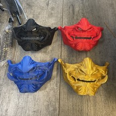 赤般若面具全臉cosplay能面罩，萬聖節鬼武士紅色獠牙鬼臉面具，派對舞會角色扮演道具, 1個, 金色(3d打印), 金色(3d打印)