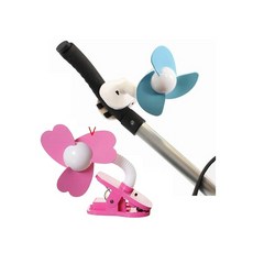 더운 여름철 시원한 유모차 손잡이 고정 선풍기 분홍색