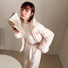 ෆOlli kidsෆ小熊珊瑚絨拉鍊外套長褲套裝 L-2XL 奶杏色 保暖睡衣 居家服 A01251185