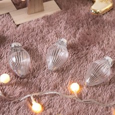 크리스마스 투명 볼 트리 장식 콤브 크리스탈 세로 8.5cm (3개입) 꾸미기 소품 용품 오너먼트 데코, 없음