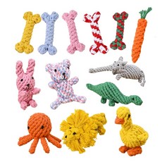 寵物耐咬棉繩玩具 - 多款造型，安全耐用，清潔牙齒，狗狗互動玩具, 雙頭咬繩結, 1個