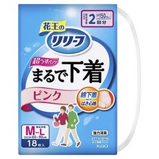 Kao 花王 merit 男女通用 仿內褲感褲型成人紙尿褲 粉紅色, 1個, 18入, M-L