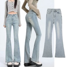 투니스 여성 하이웨이스트 슬림핏 세미 부츠컷 데님 긴바지