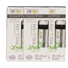 아우라카시아 에센셜 오일 블렌드 클리어링 롤-온 유칼립투스, 9.2ml, 3개