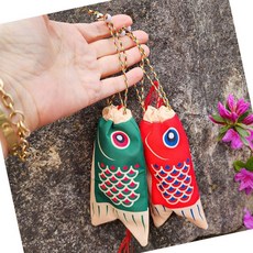 액막이 잉어 오색실 부적 소금 파우치 복주머니 고사, 1개, 그린 1P