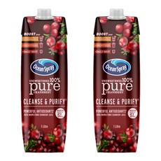 오션 스프레이 농축 퓨어 크랜베리 주스 Ocean Spray Pure Cranberry Juice, 2개, 1L