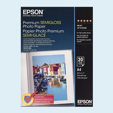 엡손 고급 반광택 사진용지 (프리미엄 세미그로시 포토페이퍼) A4 포토용지 20매 S041332 (SO41332) A4 인화지, 1권, A4 S041332