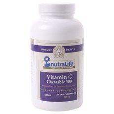 NUTRA LIFE 紐樂 維他命C咀嚼片 500mcg, 200顆, 1罐