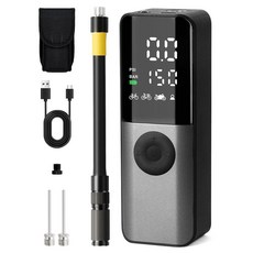 GPUTEK 미니 바이크 전기 에어 펌프: 150Psi 휴대용 자전거 타이어 펌프 디지털 압력 게이지 포함 도로 산 E-바이크 오토바이 프레스타 슈레이더 던롭 밸