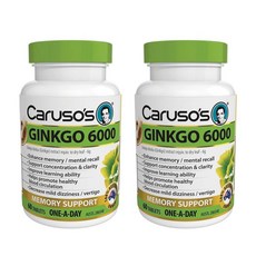 (호주/뉴질랜드) 카루소스 원어데이 징코 빌로바 은행 추출물 6000 60정 2개 Carusos One a Day Ginkgo 6000 60 Tablets