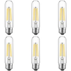 고젤룩스 디밍블 E26 에디슨 전구 AC120V 웜 화이트 2700K 6W 동일 60와트 750LM 튜브형 T10 LED 러스틱 펜던트 샹들리에 월 스콘스 바니티 4팩, Cool White, 5 Inch- 6 Count