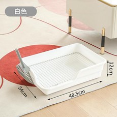 狗狗專用廁所砂盆 附漏網與鏟子 雙層設計, 白色無擋板 網架間距18mm, 1個