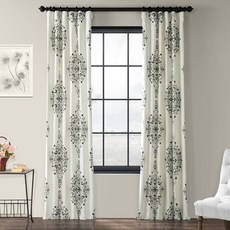 HPD Half Price Drapes PRTW-D50C-84 엘리스 프린트 면 트윌 커튼 블루 127 x 213.4cm(50 x 84인치) (패널 1개)