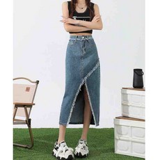 Yellwel 여성용 반바지 여름 하이웨스트 슬림 트임 스커트 미디 길이 DJP