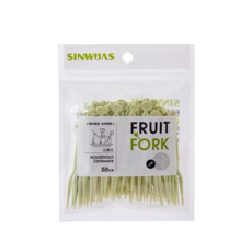 SINWUAS水果叉 一次性水果叉 水果簽 點心叉 試吃叉 沙拉叉 蛋糕叉 叉子, 北歐綠（50/袋）, 1個