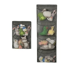 문걸이 인형 정리함 메쉬 보관함 그물 수납함 2칸 4칸, 1개, 그레이
