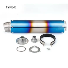 스테인리스 스틸 오토바이 배기 파이프 유니버설 테일 파이프 CB400 R3 Z400 맞춤형 원형 열 차단..., 01 Burnt Blue