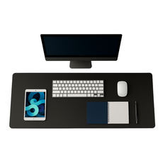 원그리드 가죽 데스크매트 책상 논슬립 와이드 대형 마우스 방수 장패드, 블랙