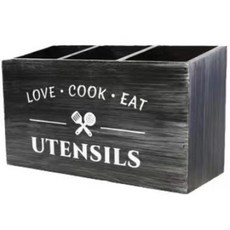 整理盒刀叉勺子分類收納筐置物盒木質廚房桌面收納盒收納分格實木收納盒木質收納盒小木盒收納盒置物盒展示盒首飾收納盒桌面收納盒, 黑色, 1個