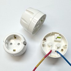 전기 전자 1구 노출콘센트 원형 소켓 KC 인증, 크림 아이보리 신형, 10개, 60mm 크림 아이보리 신형, 10개, 60mm