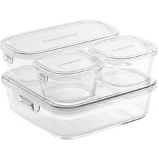 iwaki(이와키) 보관용기 어반클리어 4개 세트 팩&레인지 F-PRN4UCL2