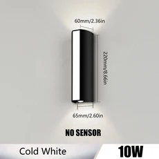 1PCS LED 벽 램프 AC85-265V 실내 야외 조명 10W 방수 베란다 복도, 02 Cold White, 1개