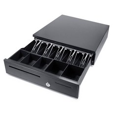 強化鋼機身收銀機 5個紙幣格+5個硬幣格 三檔鎖芯, 黑色