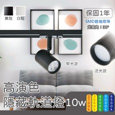 10W 高演色隱藏軌道燈 聚光/泛光 SMD 燈組 (黃光/自然光/白光) 黑/白 普瑞燈珠 GL-4282, 詳見包裝, 詳見包裝, 聚光款-白殼,3000k