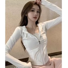 夏季藍色防曬服女半身裙子運動套裝2026新款健身服瑜伽服韓系穿搭, XL