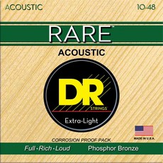 DR 스트링 레어 - 포스포 브론즈 어쿠스틱 헥스 코어 10-48 DR Strings Rare - Phosphor Bronze AcousticHex Core 10-48, 1개