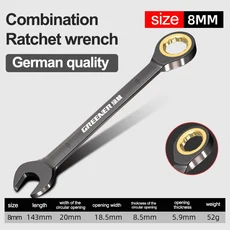 그린리 라쳇 콤비네이션 렌치 세트 6-30mm 미터법 72톱니 자동차 수리용 스패너 미러 마감, 17 8MM