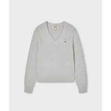 후아유 스티브 V넥 케이블 스웨터 WHKAG1114F 417163