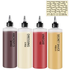 꿈꾸는 키친 소스통 + 라벨지 세트, 500ml, 4개