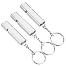 고아웃타운 호신용 호루라기 키링 열쇠고리, 실버, 3개