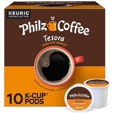 Philz Coffee KCup 포드 커피 1인용 Keurig 미디엄 로스트 10개입 160483, 테소라