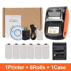 GOOJPRT 휴대용 미니 열전사 프린터 무선 PT 210 영수증 POS 블루투스 윈도우, EU 플러그, OR Add 6Rolls 1Case