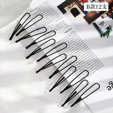 一字髮夾 黑色 12支裝, 1個, B款12支裝, 黑色, B款