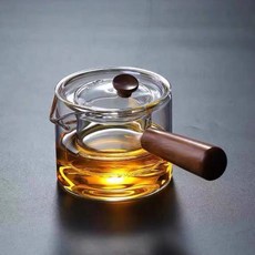 側把玻璃煮茶壺 功夫茶具 過濾分離 茶水分離, 木把直覺壺, 1個